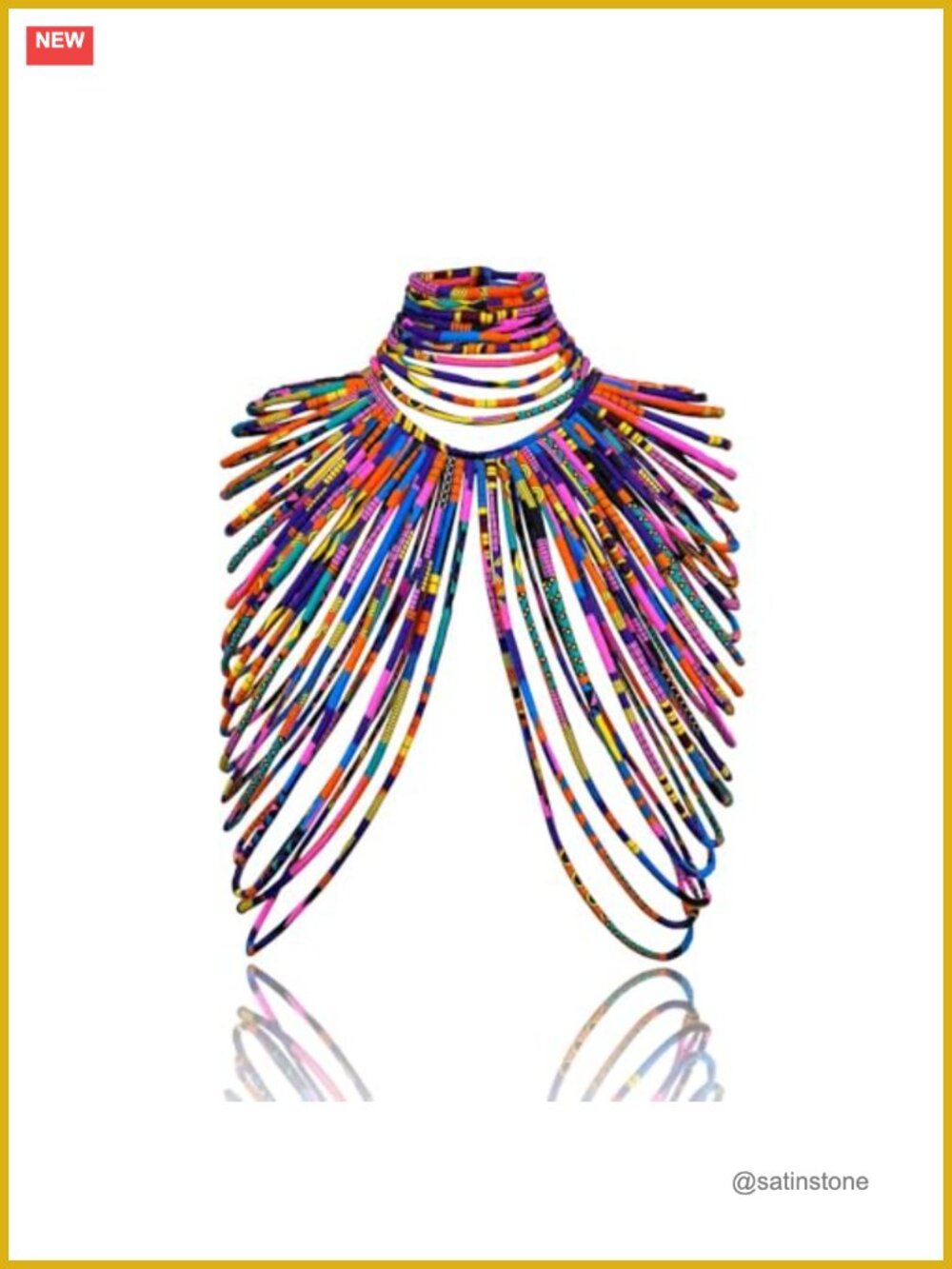 Ankara Fabric Shawl Statement Necklace Set Handmade Tribal African Jewelry